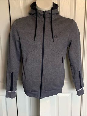 BOSS Heather Gray Full-Zip Hooded Sweatshirt